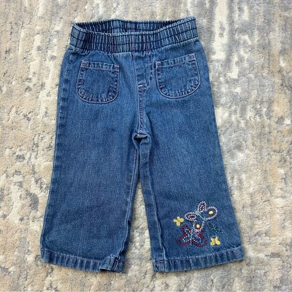 Y2K Faded Glory Denim Pants Embroidered Leg Size 12 months - Picture 1 of 4